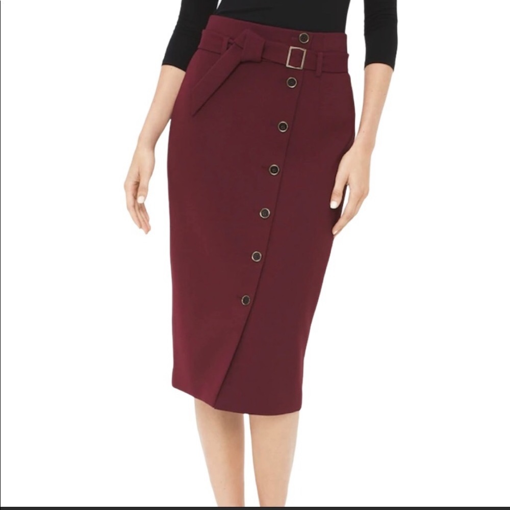 White House Black Market Burgundy Pencil Skirt
